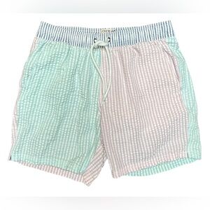J. Crew Mens Seersucker 6” Swim Trunks Size S